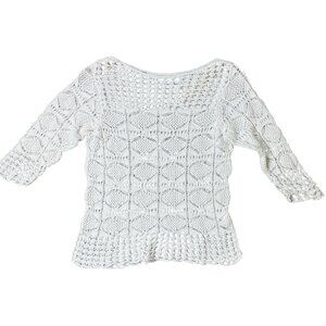 Jeanne Pierre Size XL Women Top Crochet Knit 100% Cotton Vintage-Inspired